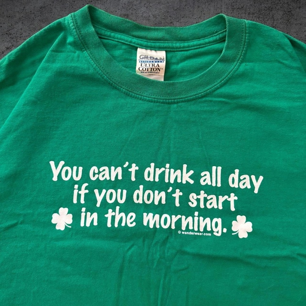 Vintage 2000's Novelty Drinking T-Shirt Size Large St. Patrick's Day Y2K Funny